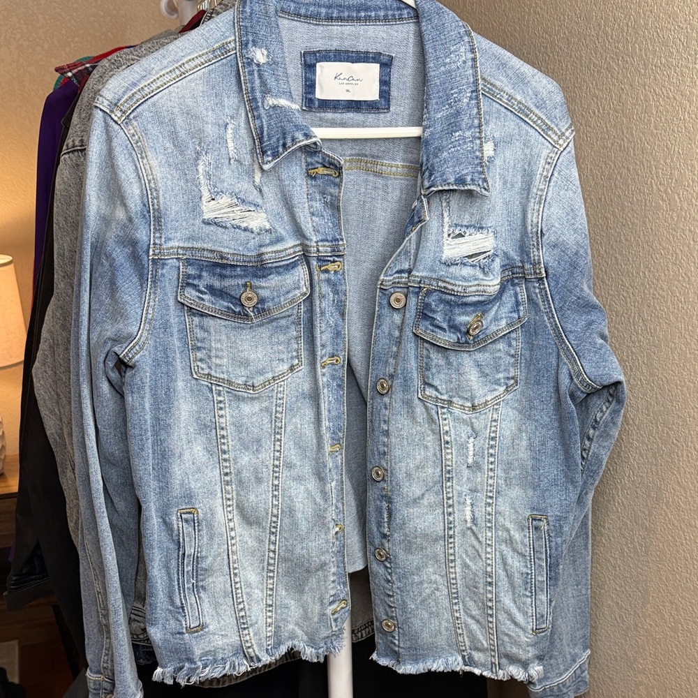 KanCan Light Blue Distressed Jean Jacket
